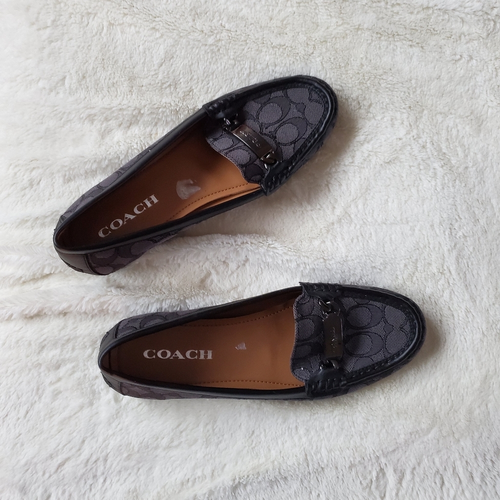 COACH black leather loafers